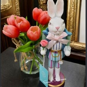 Jeweled Victorian Gentleman Easter Bunny Nutcracker Bow Tie Clock Pocket Watch